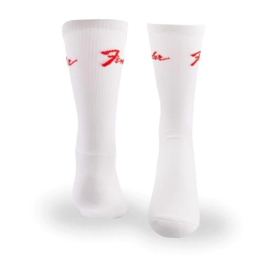Perris Licensed FenderClassic Large Crew Socks in White-3 Pair