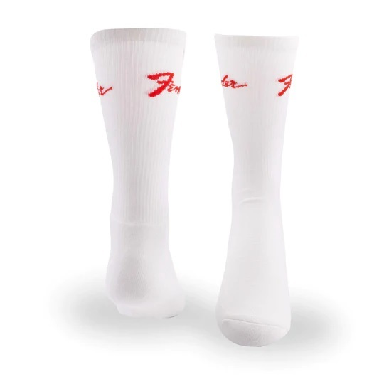 Perris Licensed FenderClassic Large Crew Socks in White-3 Pair
