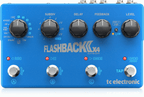 TC Electronic FlashBack2-X4 Delay Effects Pedal showing multiple delay settings and control knobs on a compact effects pedal.