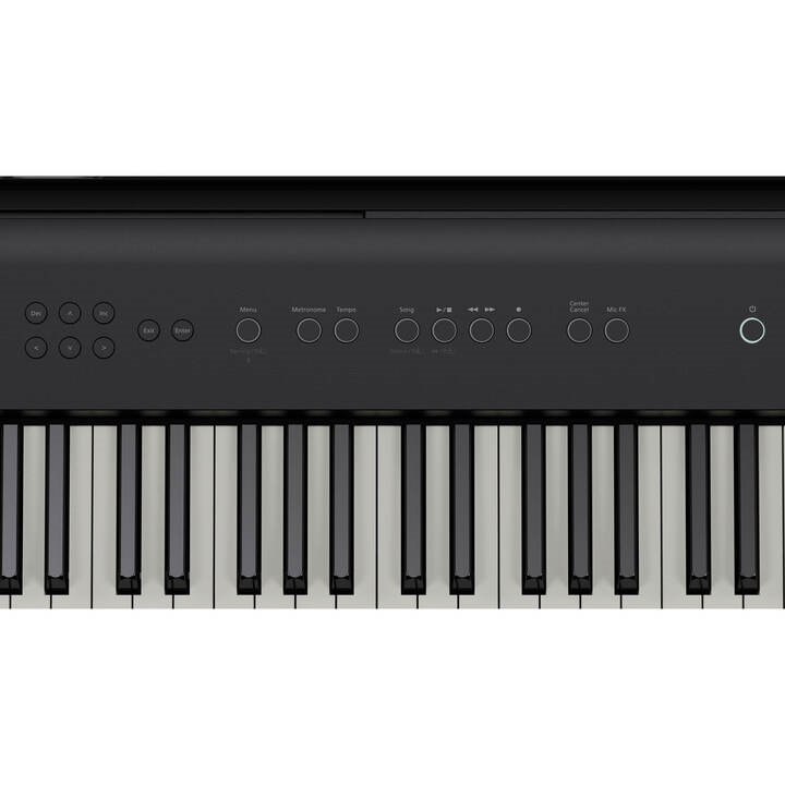 Black Roland FP-E50 entertainment piano featuring touchscreen controls and compact stage keyboard design.