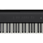 Black Roland FP-E50 entertainment piano featuring touchscreen controls and compact stage keyboard design.