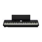 Black Roland FP-E50 entertainment piano with stage and performance keyboard features, displayed on a stand with sheet music.
