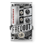 DigiTech FreqOUT Natural Feedback Creator effects pedal with controls, black metal casing, and input/output jacks visible.