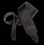 Franklin 2.5 Inch Black Leather with Red Stitching Guitar Strap