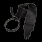 Franklin 2.5 Inch Black Leather with Silver Stitching Guitar Strap