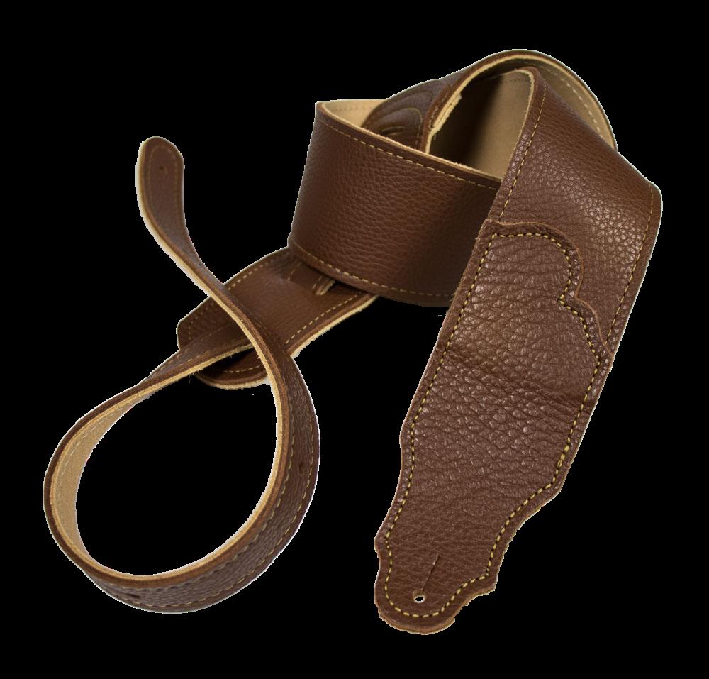 Franklin 2.5 Inch Natural Leather with Gold Stitching Guitar Strap