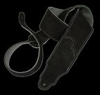 Franklin 2.5 Inch Black Suede with Silver Stitching Guitar Strap