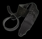 Franklin 2.5 Inch Black Embossed Suede with Black End Tab Guitar Strap