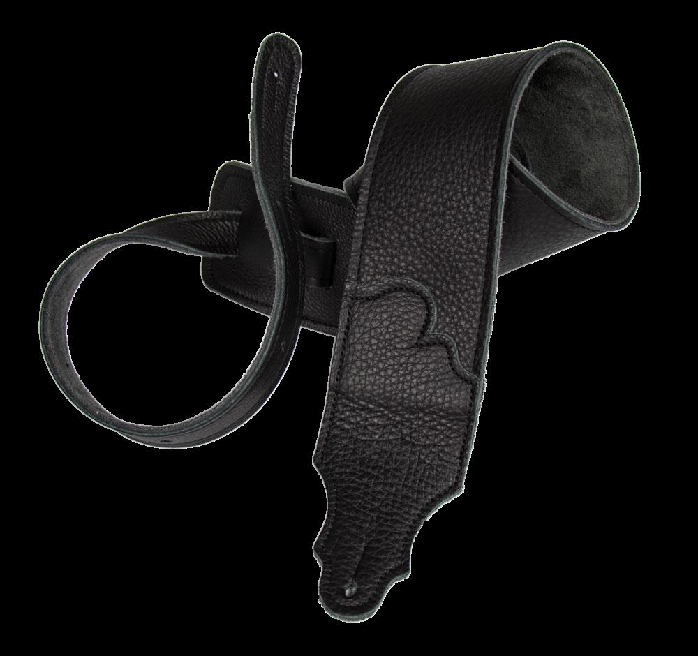 Franklin 3 Inch Black Leather with Black Stitching Guitar Strap