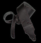 Franklin 3 Inch Black Leather with Red Stitching Guitar Strap