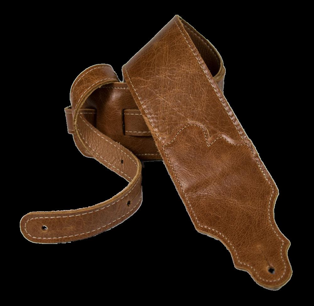 Franklin 3 Inch Jackson Hole Cognac Leather with Gold Stitching Guitar Strap