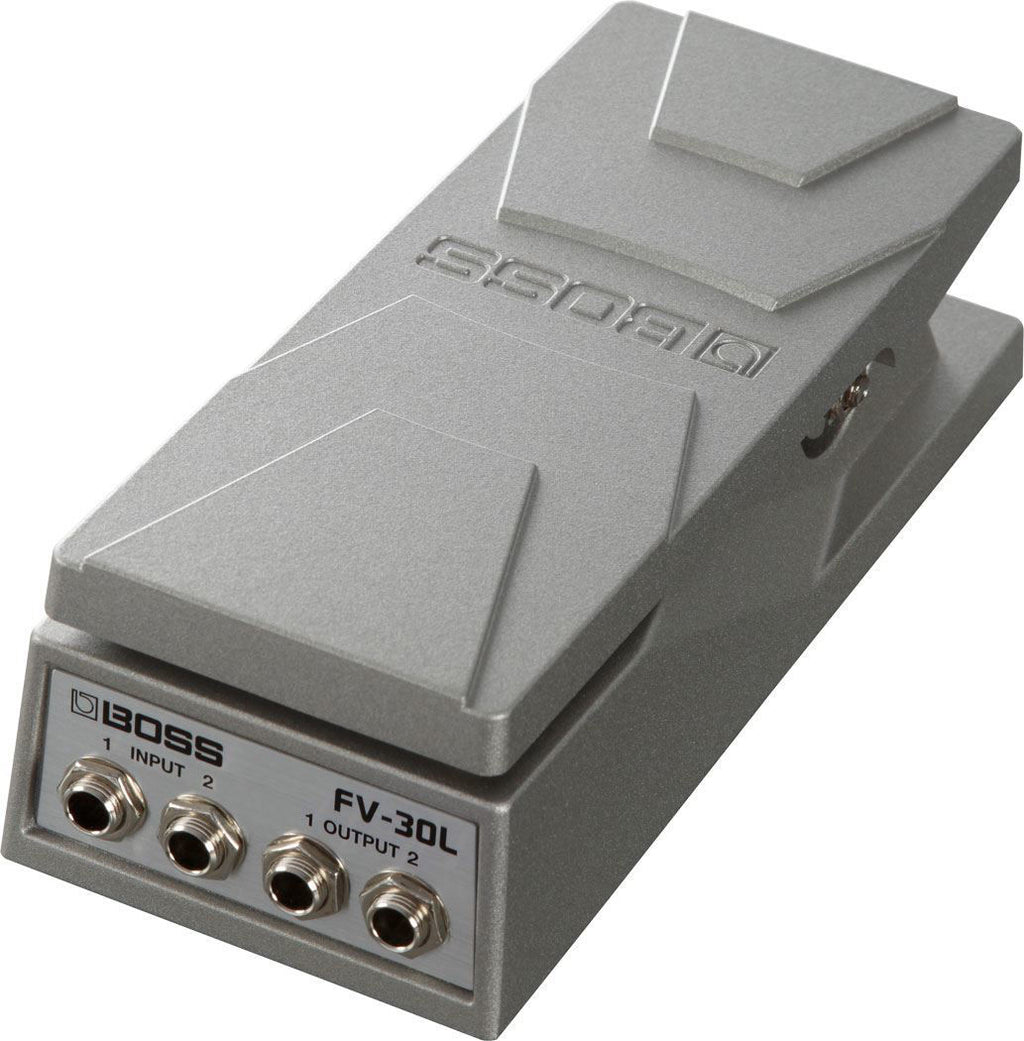BOSS FV-30L volume pedal for guitar, single effects pedal, showing footboard and control knob for smooth volume control.