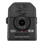 Zoom Q2n-4K Handy Video Recorder in black with built-in microphone and compact design for high-quality audio and video recording.
