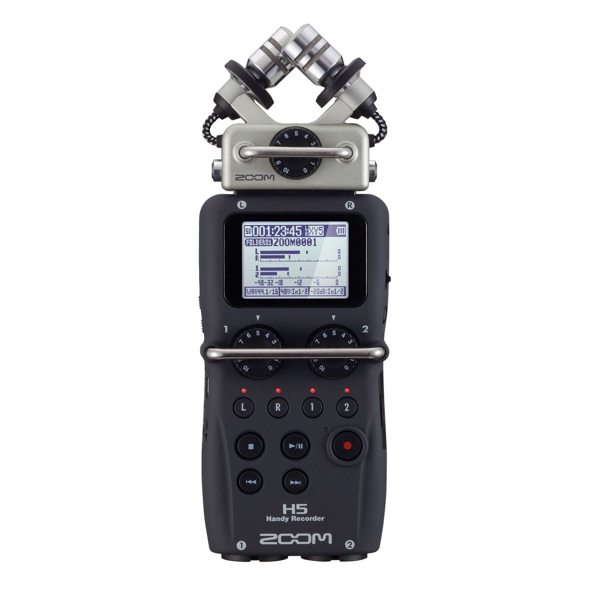 Zoom H5 Handy Recorder digital recorder with multiple input ports and compact design, perfect for professional audio recording.
