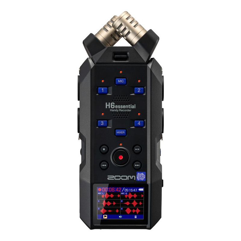 Zoom H6 Essential 6-track portable digital recorder with multiple input options and compact design.