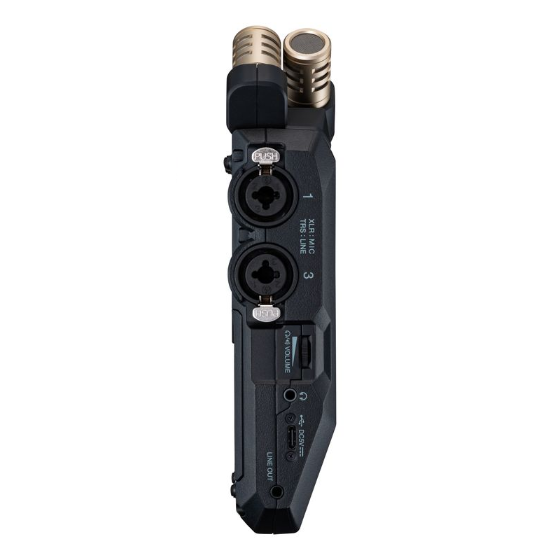 Zoom H6 Essential 6-Track Handy Recorder, a portable digital recorder with multiple input ports and a compact design.