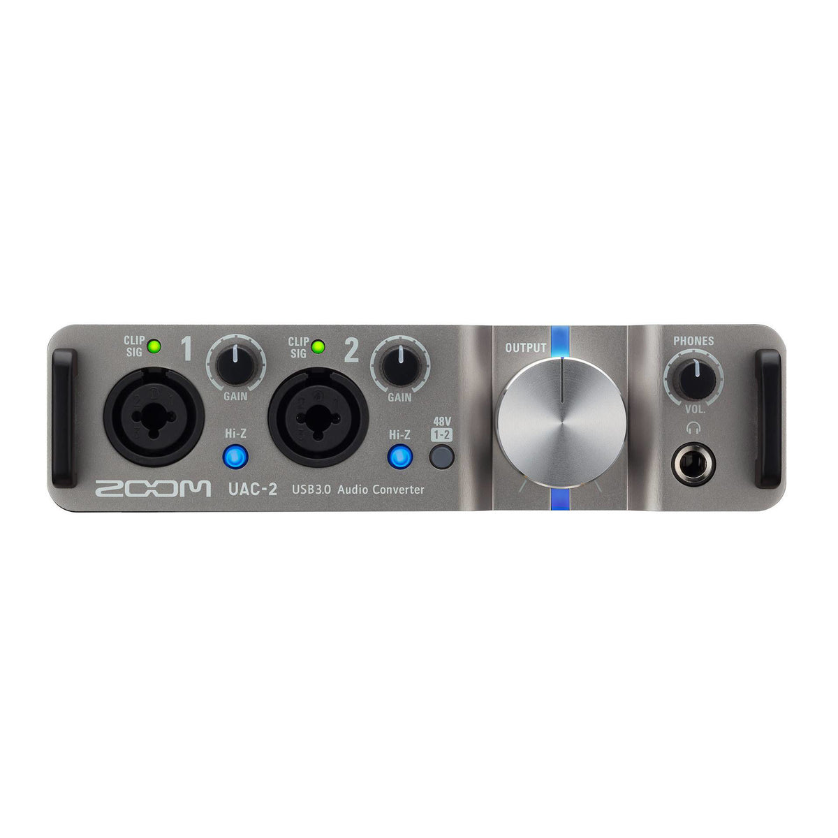 Zoom UAC-2 USB 3.0 audio interface with dual XLR and 1/4 inch inputs for professional audio recording and mixing.