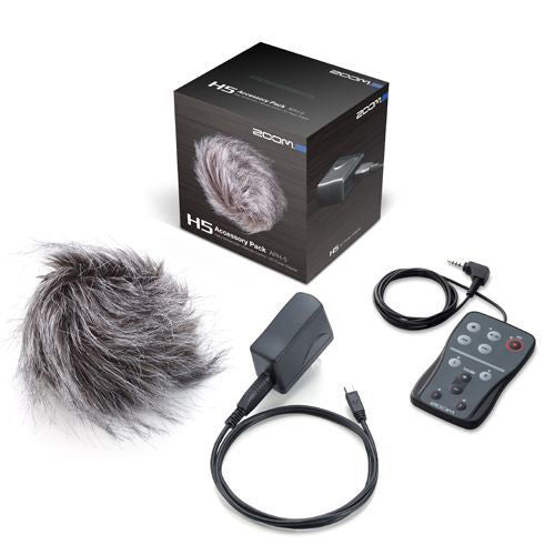 Zoom APH-5 H5 accessory pack for digital recorder, includes cables, adapters, and accessories in a compact package.