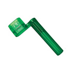 Transparent green Dr. Parts GA55 plastic stringwinder for guitar strings, showing its ergonomic design and grip in close-up.