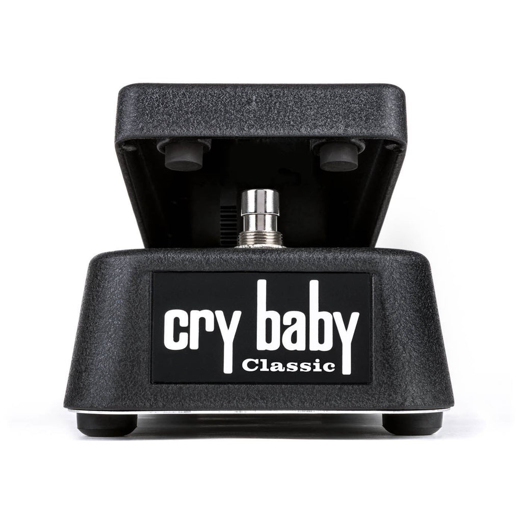Dunlop Cry Baby Classic effects pedal with footswitch and control knobs on a pedalboard for guitar effects.