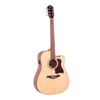 Gilman GD10CE dreadnought acoustic guitar with pickup, natural satin finish, featuring a cutaway body and steel strings.