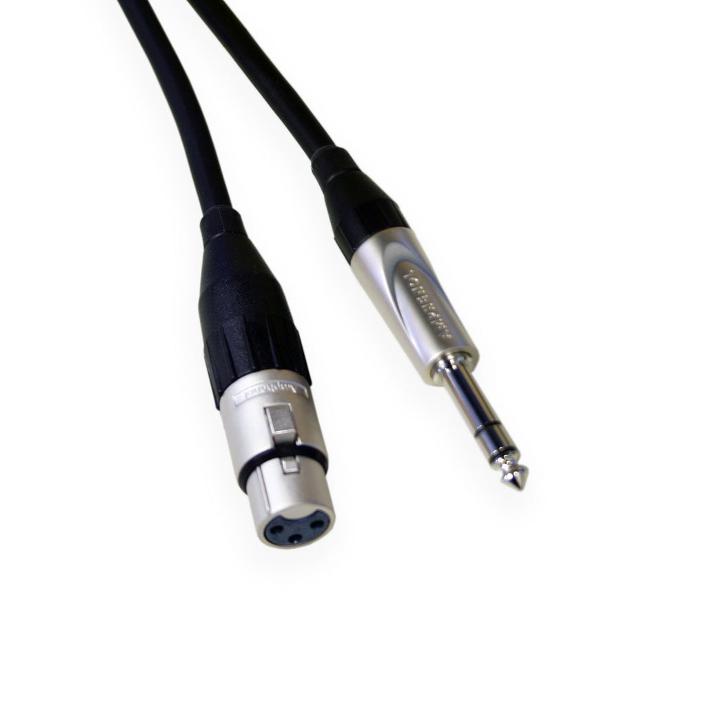 Amphenol 3-meter 6.35mm TRS jack audio cable with metal connectors and black insulation for professional audio connections.