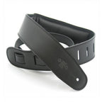 DSL Premium Padded Garment Leather Guitar Strap 2.5" - Black/Black