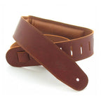 DSL Straps Premium Series Garment Leather Guitar Strap 2.5in Padded Garment - Maroon/Brown