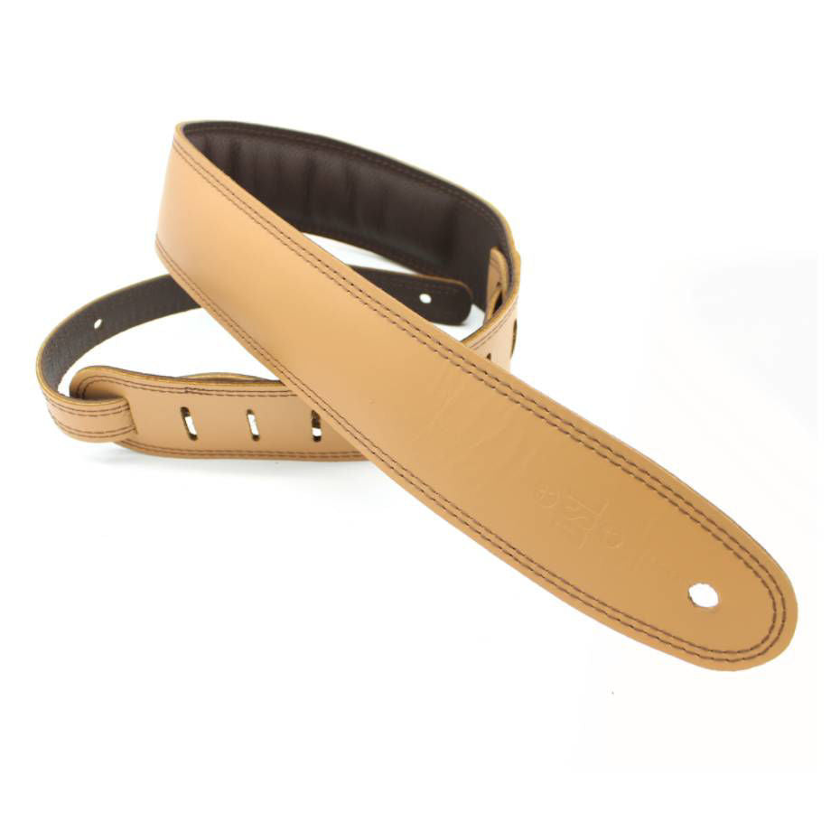 DSL Straps Premium Series Garment Leather Guitar Strap 2.5in Padded Garment - Tan/Brown