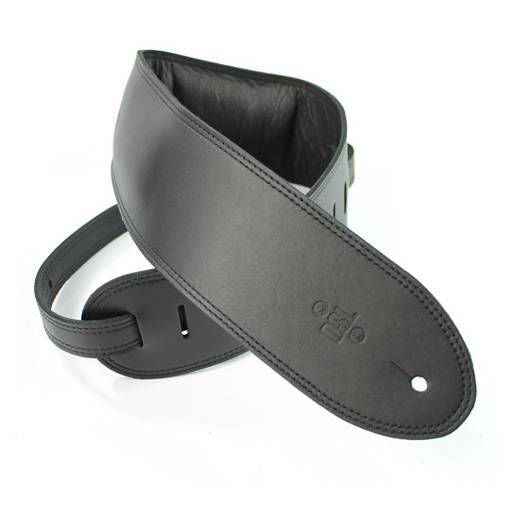 DSL Straps Premium Series Garment Leather Guitar Strap 3.5in Padded Garment - Black/Black