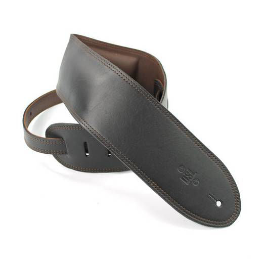 DSL Straps Premium Series Garment Leather Guitar Strap 3.5in Padded Garment - Black/Brown