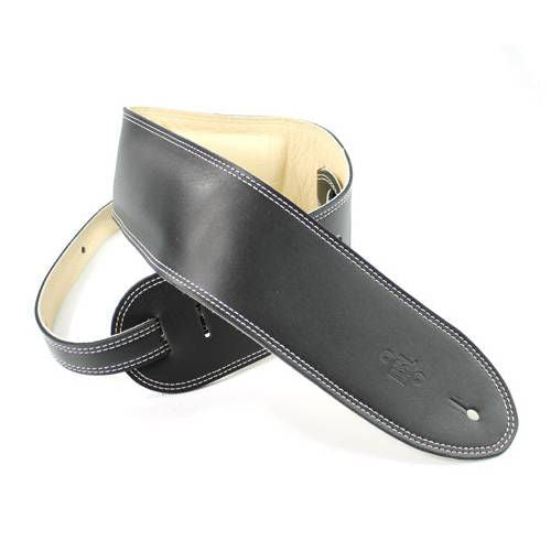 DSL Straps Premium Series Garment Leather Guitar Strap 3.5in Padded Garment - Black/Beige