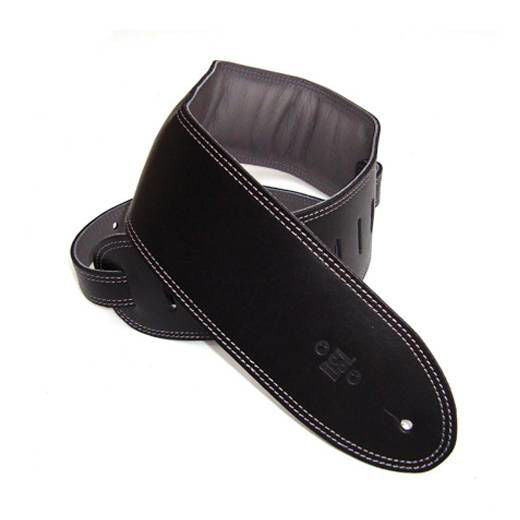 DSL Straps Premium Series Garment Leather Guitar Strap 3.5in Padded Garment - Black/Grey