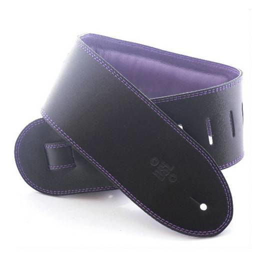 DSL Straps Premium Series Garment Leather Guitar Strap 3.5in Padded Garment - Black/Purple