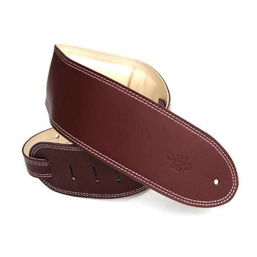 DSL Straps Premium Series Garment Leather Guitar Strap 3.5in Padded Garment - Maroon/Beige