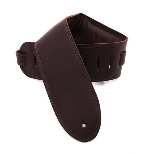 DSL Straps Premium Series Garment Leather Guitar Strap 3.5in Padded Garment - Saddle Brown/Brown