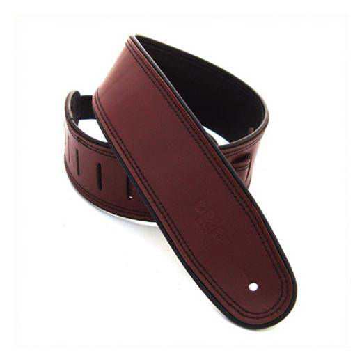 DSL Straps Premium Series Rolled Edge Leather Guitar Strap 2.5in - Maroon/Black