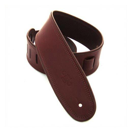 DSL Straps Premium Series Rolled Edge Leather Guitar Strap 2.5in - Maroon/Brown