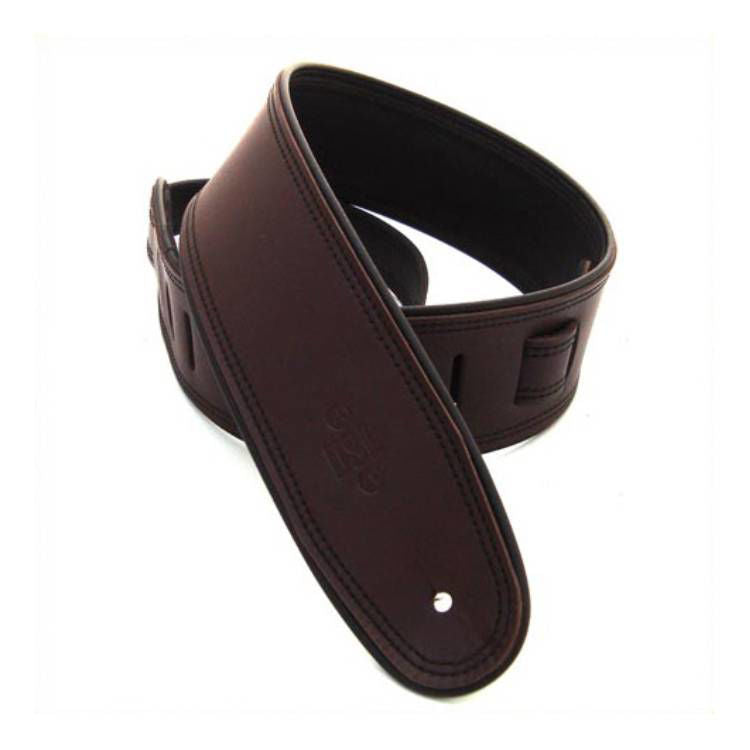 DSL Straps Premium Series Rolled Edge Leather Guitar Strap 2.5in - Saddle Brown/Black