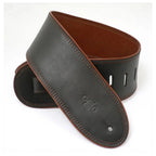 DSL Straps Premium Series Rolled Edge Leather Guitar Strap 3.5in - Black/Brown