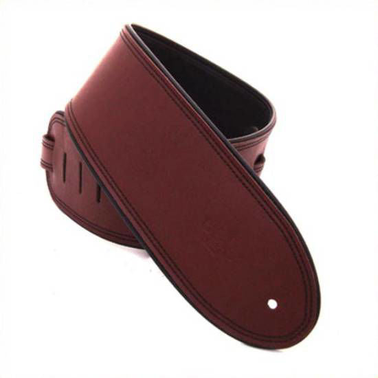 DSL Straps Premium Series Rolled Edge Leather Guitar Strap 3.5in - Maroon/Black