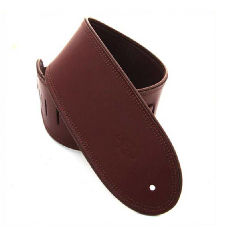 DSL Straps Premium Series Rolled Edge Leather Guitar Strap 3.5in - Maroon/Brown