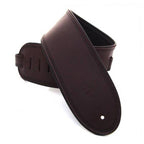DSL Straps Premium Series Rolled Edge Leather Guitar Strap 3.5in - Saddle Brown/Black