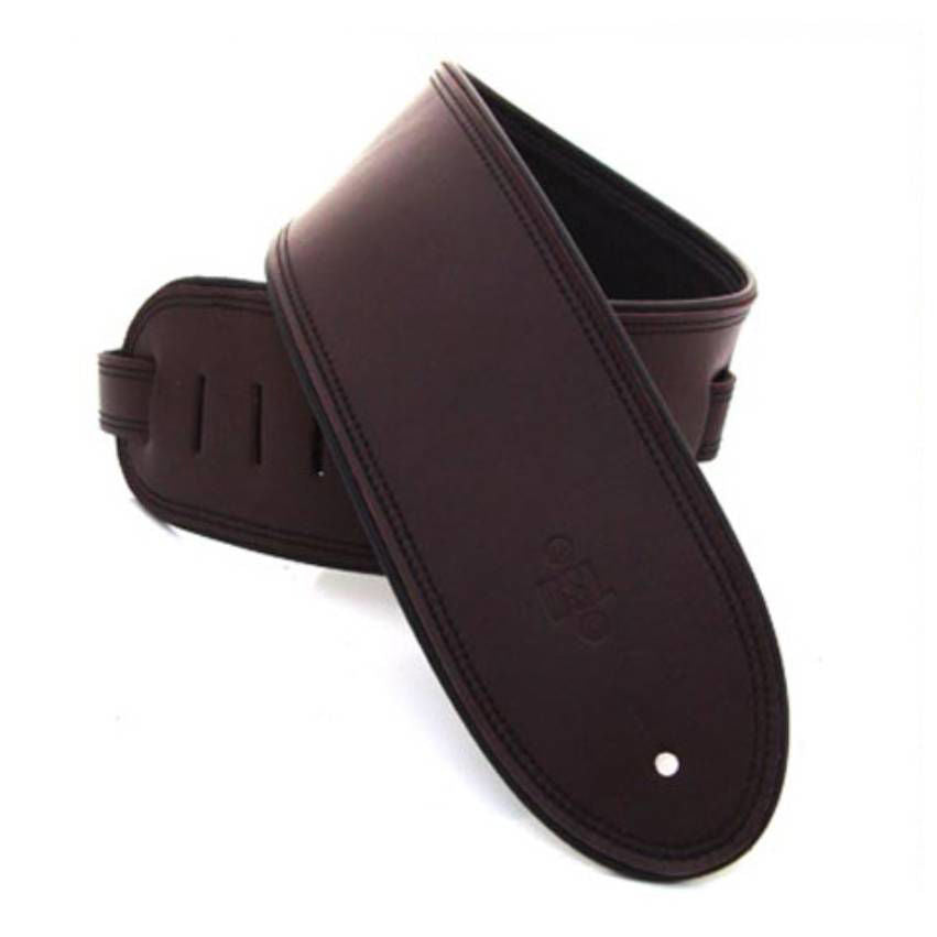 DSL Straps Premium Series Rolled Edge Leather Guitar Strap 3.5in - Saddle Brown/Black