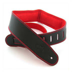 DSL Straps Premium Series Suede Guitar Strap 2.5in Leather & Padded Suede - Black/Red