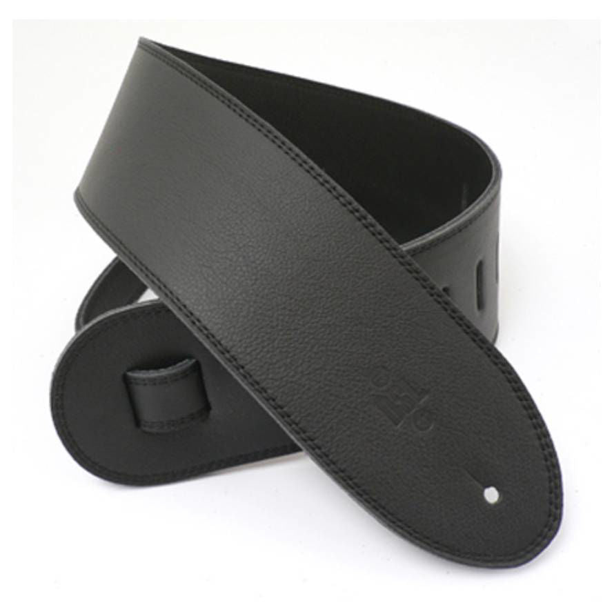 DSL Straps Premium Series Triple Garment Leather Guitar Strap 3.5in - Black