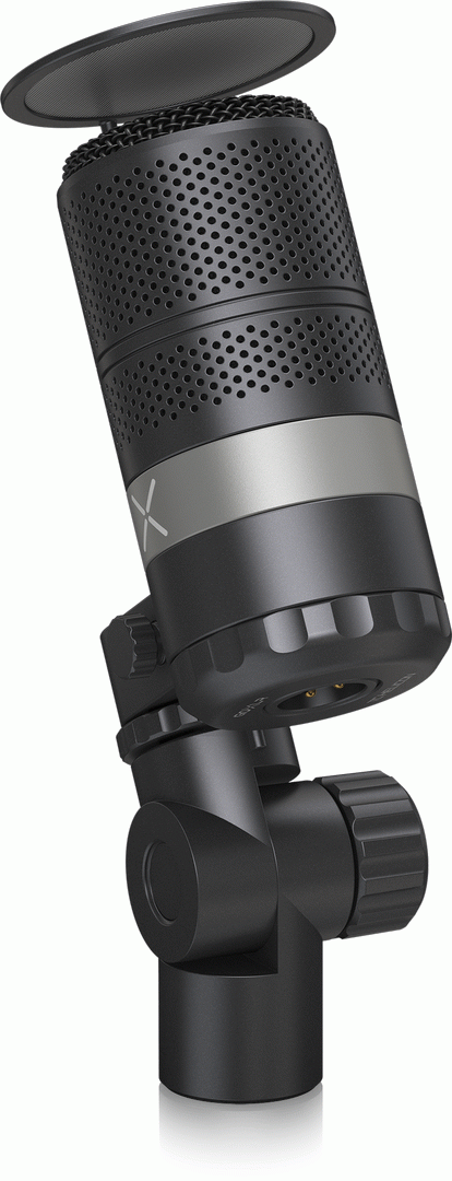 Black TC Helicon GOXLR studio microphone with professional design and adjustable stand for high-quality audio recording.