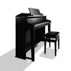 Casio Celviano Grand Hybrid GP-310 digital piano in black, showing the sleek keyboard and elegant design.