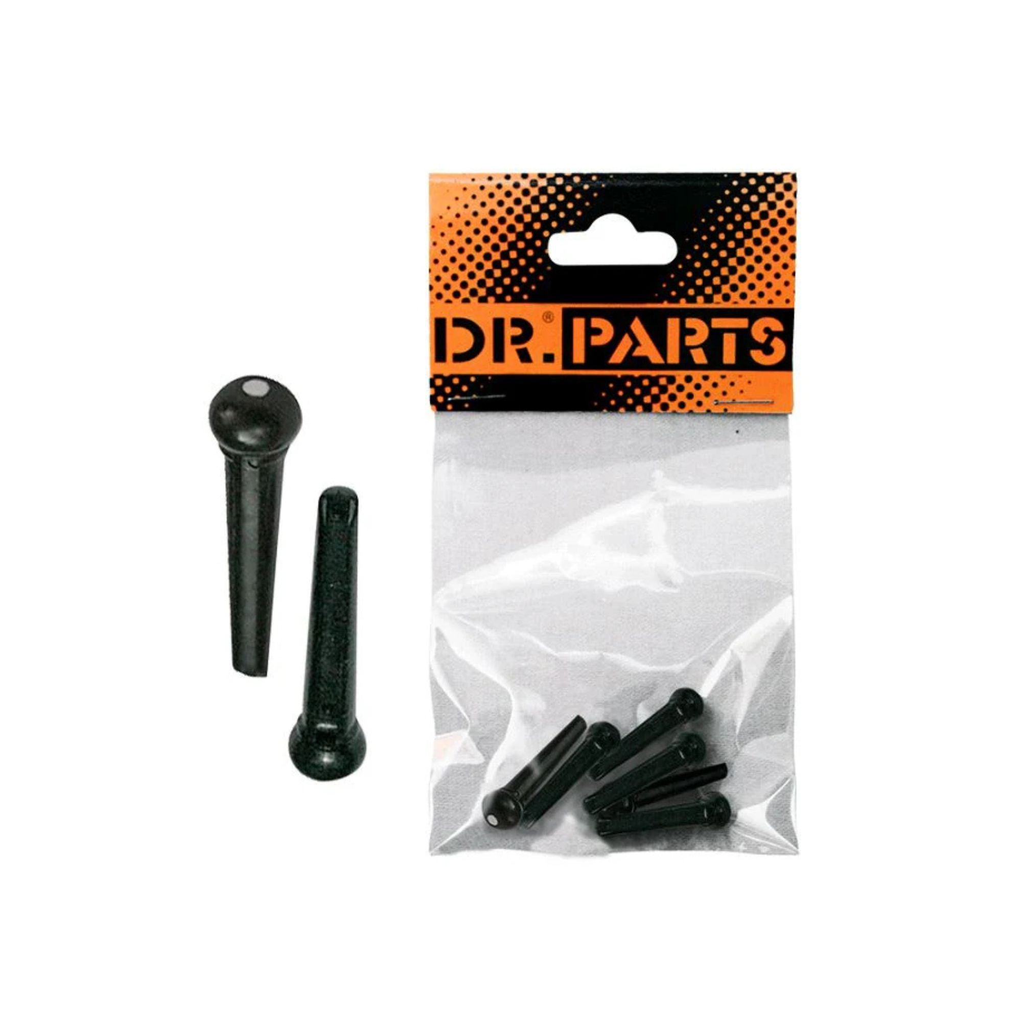 Dr Parts GP312B Bridge Pins - Set of 6 - Black with White Dot