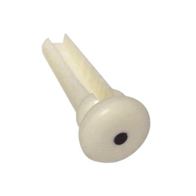 Set of four ivory acoustic bass guitar bridge pins with black dots, designed for AMS GP314 by Dr. Parts.